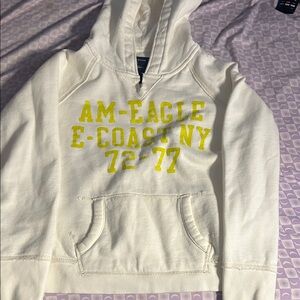 American Eagle Outfitters Cream Hoodie with Yellow Print